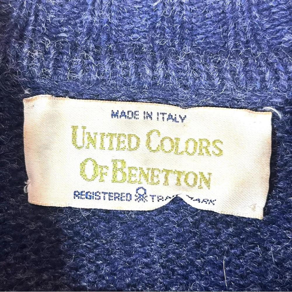 Vintage Men’s United Colors of Benetton Wool Argyle Mock Meck Sweater